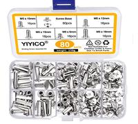 Vis Chicago Cis de Reliure Binding Screws 80 Ensemble 5 Tailles M5 x 6/10/12/15/18mm pour la Reliure de Décoration en Cuir de Bricolage et la Reliure d'albums Photo de Scrapbooking