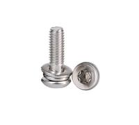 Vis combinée à six pans creux en acier inoxydable 304 M2 M2.5 M3 M4 M5 M6 M8, rondelles plates à ressort, vis à tête cylindrique Torx à six lobes, boulon combiné assemblé(22mm,M6 5pcs)