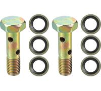Vis creuse à quatre trous pour moto, filetage métrique M8x1, longueur de 32 mm, avec rondelles - Lot de 8, couleur bronze