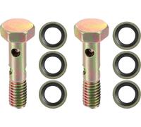 Vis creuse à quatre trous universelle M6x1 de 28 mm de longueur pour moto avec rondelles - Lot de 8, couleur bronze