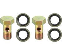 Vis creuse à trois trous pour moto, filetage métrique M8x1, longueur de 23 mm, avec rondelles - Lot de 6, couleur bronze
