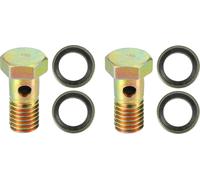 Vis creuse à trois trous pour moto, filetage métrique, universelle M10x1.5, longueur de 26 mm, avec rondelles - Lot de 6, couleur bronze