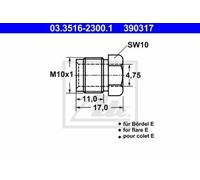 Vis d'accouplement ATE Pour freins, Ø de perçage : 4,75 mm, longueur hors tout : 17 mm, SW10