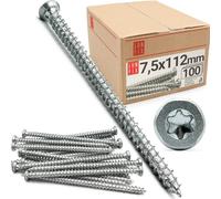 Vis de Cadre de Fenêtre 7.5x112 - 100 Pièces - Chevilles Béton avec Vis Inox Tête Fraisée pour Maçonnerie, Mur, Parpaing, Brique - Cheville Longue Charge Lourde - Lun Fix