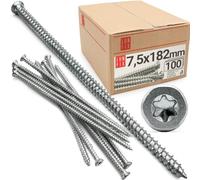 Vis de Cadre de Fenêtre 7.5x182 - 100 Pièces - Chevilles Béton avec Vis Inox Tête Fraisée pour Maçonnerie, Mur, Parpaing, Brique - Cheville Longue Charge Lourde - Lun Fix