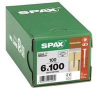 SPAX Vis à bois, 6 x 100 mm, 100 pièces, Filetage partiel, Tête disque, T-STAR plus T30, 4CUT, WIROX - 0251010601005