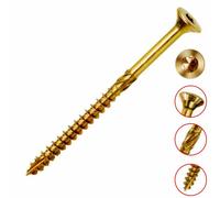 KLIMAS Torx Lot de 25 vis à bois, Pour panneaux d'aggloméré, Jaune, Vis à tête fraisée pour terrasse, toiture, Vis universelles, 10 x 300 mm