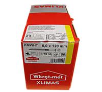 KLIMAS Lot de 100 vis Torx pour Panneaux d'aggloméré, à tête fraisée, pour terrasse, Universelle, pour Construction de Toit, 6 x 120 mm, Jaune