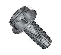 Vis de coupe à filetage en acier, finition oxyde noir, tête de rondelle hexagonale, entraînement à fente, type F, filetage #10-24, longueur 1/2" (lot de 100)