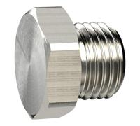 Vis de fermeture, hexagonale, G 1/8, SW 14, laiton nickelé, pression de travail max. 25 bars, tampon de fonctionnement. Charge maximale : 150°C