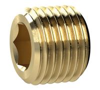 Vis de fermeture, hexagonale, sans ceinture, G 3/8, SW 8, laiton, pression de travail max. 25 bars, tampon de fonctionnement. Charge maximale : 150°C