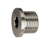 Vis de fermeture, six pans creux et ceinture G 1/4, SW 6, acier inoxydable 1.4571, pression de travail max. 60 bar, fonctionnement max. 150 °C.