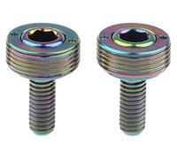 Vis de fixation en titane M8x15 mm for manivelle de vélo avec capuchon, for boîtier de pédalier à axe carré (lot de 2).(Rainbow)