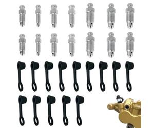 Vis de purge étrier de frein M6 M7 M8 M10 M12-14 vis de purge avec bouchons de protection - Système de freinage, qualité supérieure, pour motos et vélos, kit pratique et résistant, 33mm de long