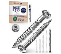 Vis de terrasse 5x80 acier inoxydable V2A Vis Torx 5mm d'épaisseur 250 vis à bois Torx 80mm de long vis en acier inoxydable durci y compris 1x embouts Torx