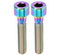 Vis de Tige de vélo, 2 pièces M6 X 30mm Alliage de Titane boulons de Tige de Guidon de vélo VTT de Route Casque vis à tête Ensemble(Coloré)