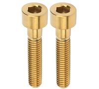 Vis de Tige de vélo, 2 pièces M6 X 30mm Alliage de Titane boulons de Tige de Guidon de vélo VTT vélo de Route Casque vis à tête Ensemble(Or) Vélos et Pièces Détachées