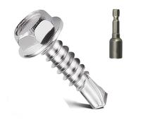 Vis de toiture autoperceuses, 100 pièces en acier inoxydable 304 M4.2 longueur 13~50 mm, bride à tête hexagonale, vis queue forage autotaraudeuses for tuyaux ventilation(M4.2 * 45mm)