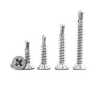 Vis en acier inoxydable, 30 vis autoperceuses à tête plate en croix for tôle d'acier inoxydable M4.2 .8 13-50 mm(25mm,M4.2 30pcs)