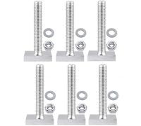 Vis en Acier Inoxydable M6 Moletées Rail en T Pince à Rainure T Vis à Tête Cylindrique Jeu D'écrous T-Slot T-Track en Métal Outil Vis Autotaraudeuses Attache Outils Boulons Vis à Tête Fraisée 6 Pièces