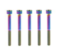 Vis en titane for vélo M5x10 12 16 18 20 25 30 35 40 45 50 55 60 mm, tête carrée, pas de vis hexagonale creuse, 0,8 mm, lot de 5(Rainbow,M5x50mm)