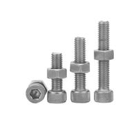 Vis en titane M8 TA2 pur Ti, tête cylindrique hexagonale intérieure, boulons réticulés, ensemble combiné d'écrous, filetage de boulon, clou GR2 3 pièces(M8x50mm)