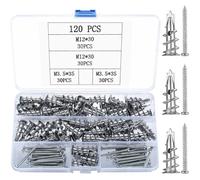 Vis et chevilles pour plaques de plâtre - ESTAMPILLE - 120 pièces - 60 chevilles - 60 vis autoperceuses - Métal argenté