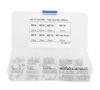 Vis Hexagonale M2 Ensemble 300 Pièces, Vis Tête Fraisée Acier Inoxydable 304, Boulons et Écrous, Assortiment Complet - Résistance Corrosion, Boîte de Rangement, Usage Industriel