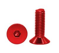Vis hexagonales fraisées à grande tasse plate en alliage d'aluminium de couleur légère M5x25/30, Rouge, M5xL-25mm-10 pièces