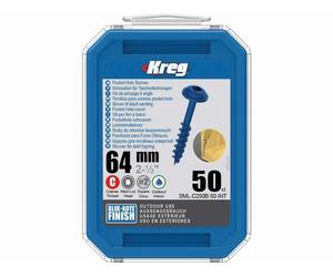 Vis KREG Blue-kote - 64 mm avec filetage grossier - Boite de 50 vis - SML-C250B-50-INT