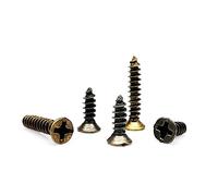 Vis, M2 .6 M3 Doré Argent Bronze Noir Longueur 4-16 mm 4 Couleurs Acier Phillips Plat Tête Fraisée à Bois Autotaraudeuses - 200 pcs (Couleur :, Taille 2x6mm)(Antique Brass,2x8mm)