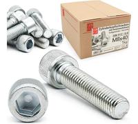 Vis M8x40 mm, 1 kg 48pcs., DIN 912, tête cylindrique, 6 pans creux, acier 8.8 zingué, filetage métrique complet, boulon, visserie, machines métal meubles automobile, Lun Fix