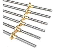 Vis mère T8 en acier inoxydable 304 for imprimante 3D à moteur pas à pas, plomb 1 mm 2 4 8 10 12 14 mm, vis trapézoïdale avec écrou en cuivre, 1 pièce