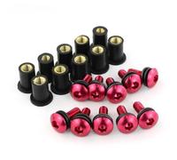 Vis Moto Universelle 10pcs Pour M5 15mm Ecrous De Puits De Caoutchouc Pare-Brise Capot Aluminium Anodisé Moto Boulons Kit de boulons