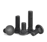 Vis noires en acier au carbone de grade 8.8, boulon à tête carrée, demi-dent, boulons de carrosserie à tête ronde, M8, M10, M12(M12x65mm(Half 5pcs))