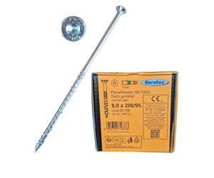 Vis ossature bois 8x200 mm - Vis charpente et assemblage bois - Eurotec Paneltwistec AG - Tête fraisée - Acier galva bleu et trempé - Torx TX40 - Boîte de 50 vis