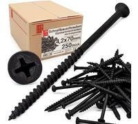 Vis placo à fixation rapide 4,2x70 mm, 250 pièces, auto perceuse, cloison seche, plaques platre, ossature metal, filetage grossier, tete trompette, placoplâtre, noir, Lun Fix