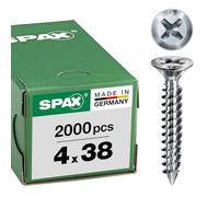 Vis pour ferrures FEX, 4 x 38 mm, 2000 pièces, Filetage à double filet, Tête fraisée, Cruciforme H2, Pointe CUT, Titane argent - 0521470400382