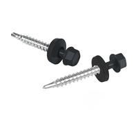 Vis pour tôles trapézoïdales PAROTEC, vis autoperceuses et autotaraudeuses avec rondelle d'étanchéité EPDM, tête hexagonale, 6,3 mm x 50 mm, RAL 7016 Anthracite, 100 pièces