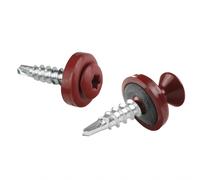 Vis pour tôles trapézoïdales PAROTEC, vis autoperceuses et autotaraudeuses avec rondelle d'étanchéité EPDM, tête bombée, TX20, 4,8mm x 20 mm, RAL 3009 Marron châtaigne, 250 pièces