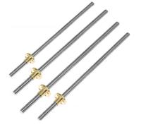 Vis sans fin, 1 pièce vis T8 avec écrou en cuivre, diamètre extérieur 8mm, pas 2mm, plomb 2mm/8mm 200mm 250 300 350 400 450 500mm imprimante 3D for Reprap