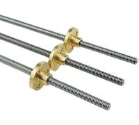 Vis sans fin, Imprimante 3D à vis T5, filetage 5 mm, plomb 1/2/4 150/200/300/500/550/600/800/1000, tige trapézoïdale en acier inoxydable avec écrou laiton, 1 pièce (pas, 100 mm)