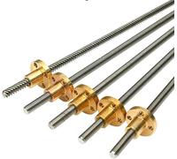 Vis sans fin, Pièces d'imprimante 3D vis T6, pas 2mm, plomb, longueur 100mm-1000mm, en acier inoxydable, avec écrou cuivre, 1 pièce