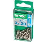 Vis SPAX en acier inoxydable, 3,5 x 20 mm, 25 pièces, filetage total, tête fraisée, T-STAR plus T15, 4CUT - 4197000350201