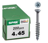 200 vis pour panneau MDF à tête fraisée zinguées TX Spax 4 x 45mm