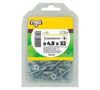 Vis tôle autoperceuse tête fraisée cruci acier zingué Ø 4,8 x L 32 mm - Paquet de 50