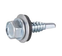 Vis tôle - Rifix - Autoperceuse - Tête hexagonale - Avec rondelle et joint néoprène - Acier zingué - 6,3 x 32 mm - Boîte de 100