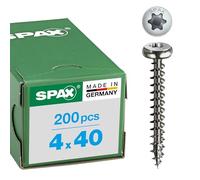 Spax Vis universelle 1.4567-0207000350203 – Tête plate bombée, T-Star plus, 4CUT, inox A2