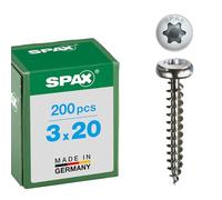 Spax International Vis universelle 1.4567-0207000350203, à tête plate bombée, T-Star plus, 4CUT, A2