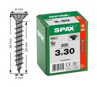 SPAX 1191040300303 Vis à bois 3 mm 30 mm T-STAR plus acier noir BLAX 200 pc(s)